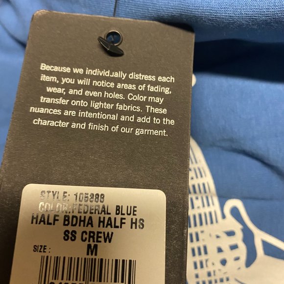 True Religion Mens Blue Half Split Logo Short Sleeve Crew Neck Pullover T Shirt - Picture 4 of 6